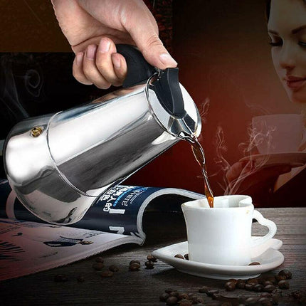 12-Cup Italian Coffee Maker In Stainless Steel, Suitable For All Types Of Hobs, 12 Cups.