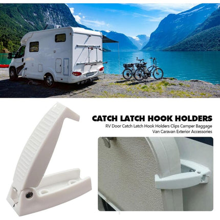 Rv Door Latch Holder Hook Storage For Rv Trailer, Durable Material And Simple Installation, Rv, Trailer, White.