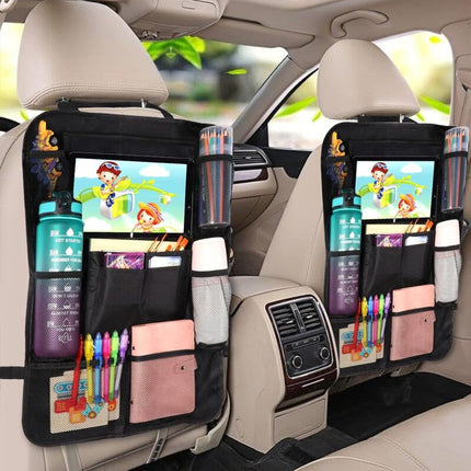Car Organizer For Kids, Storage With 10 Pockets, Seat Protector For 9.7'' & 10.5'' Ipad Tablet, Organizer For Bottles.