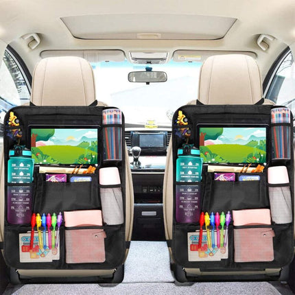 Car Organizer For Kids, Storage With 10 Pockets, Seat Protector For 9.7'' & 10.5'' Ipad Tablet, Organizer For Bottles.
