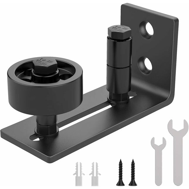 Heavy Duty Sliding Barn Door Track, 8 In 1 Black Carbon Steel Stop, Flush Bottom Design, Floor And Door Panels,.