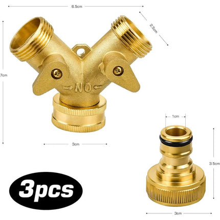 2-Way Y-Distributor With 3/4" Brass Quick Connect For Irrigation Tool Connection.