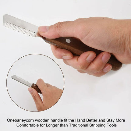 Right Handed Trimmer Knife Professional Dog Stripping Knife With Ergonomic Wooden Handle.