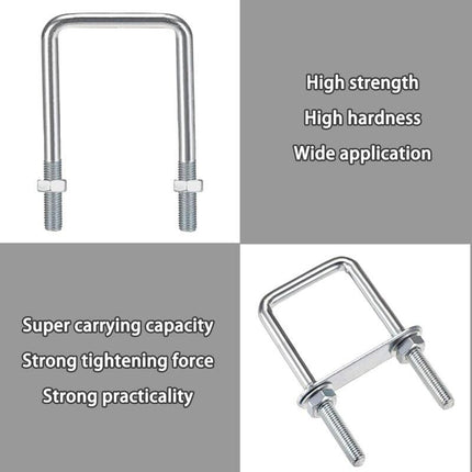 Square U-Bolts, 60X120Mm Stainless Steel U-Bolts, M8 U-Bolt With Frame Plate Nut And Washer, M8 U-Bolt For Fixing.