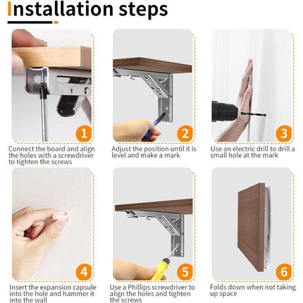 400Mm Folding Wall Shelf, 304 Stainless Steel Folding Bracket For Workbench, Folding Bracket Support, Wall Shelf.