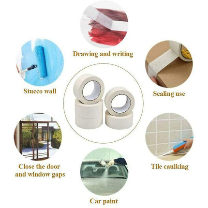 5 ROlls Masking Tape Adhesive Paint Masking Tape Multi-Purpose Strong Sticky Tape For Painting, Industry, Decorating,.