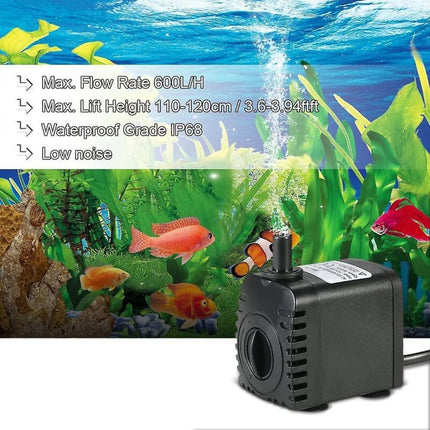Submersible Water Pump, 600L/H 8W Water Pump, For Aquarium Tabletop Fountains, Pond Water Gardens And Hydroponic.