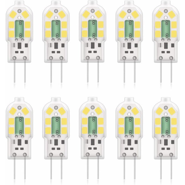 G4 2W LED Bulb, 20W Halogen Bulbs Equivalent, Cool White 6000K, 200Lm, 12X Smd, 12V Ac/Dc - Pack Of 10 [Energy Class A+].