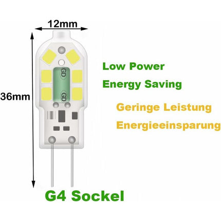 G4 2W LED Bulb, 20W Halogen Bulbs Equivalent, Cool White 6000K, 200Lm, 12X Smd, 12V Ac/Dc - Pack Of 10 [Energy Class A+].