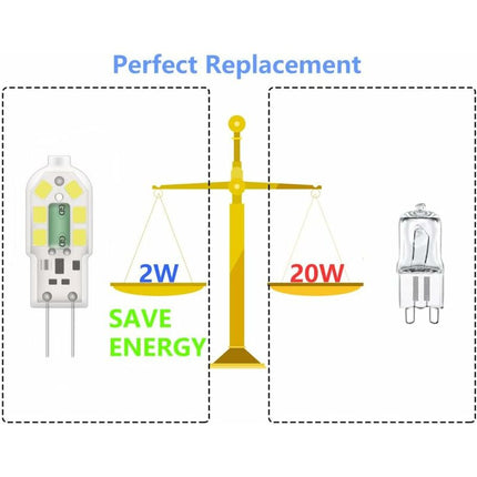 G4 2W LED Bulb, 20W Halogen Bulbs Equivalent, Cool White 6000K, 200Lm, 12X Smd, 12V Ac/Dc - Pack Of 10 [Energy Class A+].
