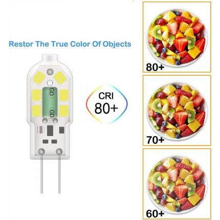 G4 2W LED Bulb, 20W Halogen Bulbs Equivalent, Cool White 6000K, 200Lm, 12X Smd, 12V Ac/Dc - Pack Of 10 [Energy Class A+].