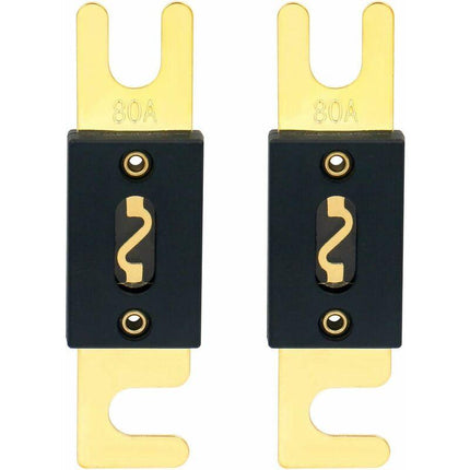 2 Pack Anl Fuse - 80A - For Car Audio System - Black And Gold.