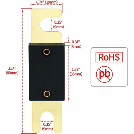 2 Pack Anl Fuse - 80A - For Car Audio System - Black And Gold.