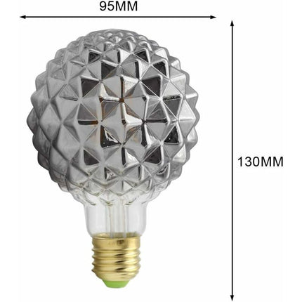 Retro LED Filament Edison Bulbs 4W Smoke Glass 220/240V E27 Crystal Decorative Light Bulbs Art Deco G95 Crystal.