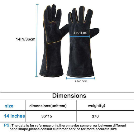 Leather Welding Gloves 932°F High Temperature Work Gloves For Welding Bbq Kitchen Baking Oven Gardening.