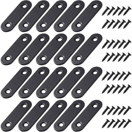 Straight Flat Corner Brace Metal Straight Brackets With Screws For Wood Furniture Cupboard Repair Support 50 16Mm Black.