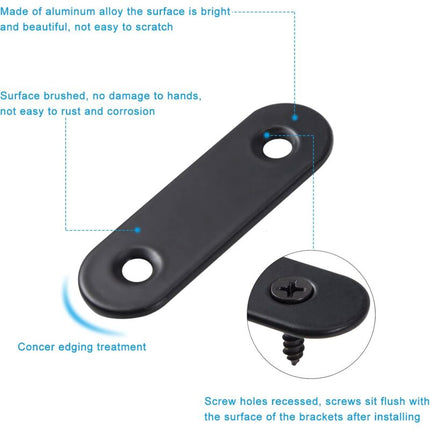 Straight Flat Corner Brace Metal Straight Brackets With Screws For Wood Furniture Cupboard Repair Support 50 16Mm Black.