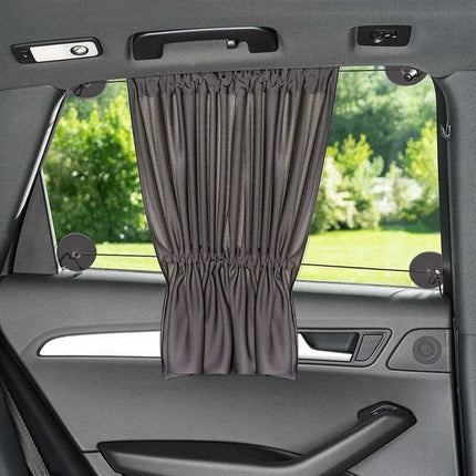 Baby Car Sun Shade 65 X 50 Cm - Car Curtain With Suction Cup - Uv Protection - Ideal For Large Side Windows - Grey (X 2.