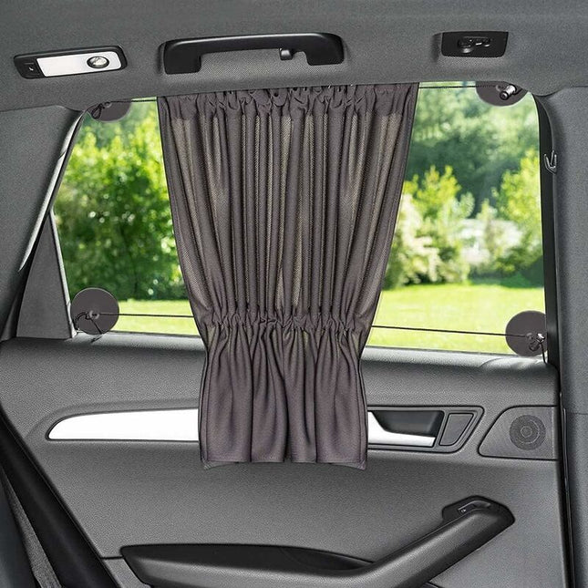Baby Car Sun Shade 65 X 50 Cm - Car Curtain With Suction Cup - Uv Protection - Ideal For Large Side Windows - Grey (X 2.