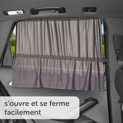 Baby Car Sun Shade 65 X 50 Cm - Car Curtain With Suction Cup - Uv Protection - Ideal For Large Side Windows - Grey (X 2.