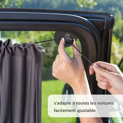 Baby Car Sun Shade 65 X 50 Cm - Car Curtain With Suction Cup - Uv Protection - Ideal For Large Side Windows - Grey (X 2.