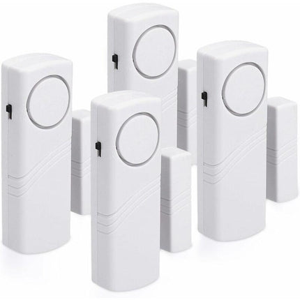 Door And Window Alarm - Pack Of 4 Wireless Intruder Alarms - Home Security Against Burglary - Magnetic Operation - 90 Db.