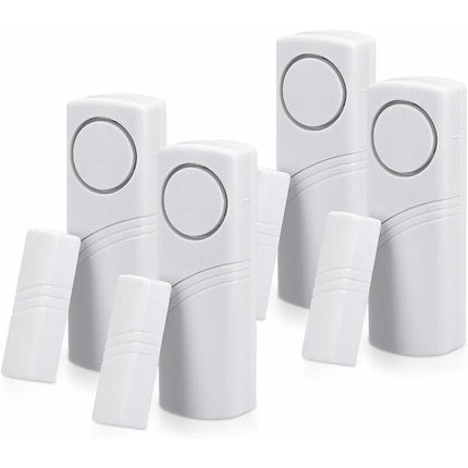 Door And Window Alarm - Pack Of 4 Wireless Intruder Alarms - Home Security Against Burglary - Magnetic Operation - 90 Db.