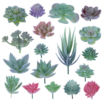 18 pcs Artificial Succulent Plants Flocking Potless Mini Fake Succulent Plants For Lotus Landscape Decorative Garden.