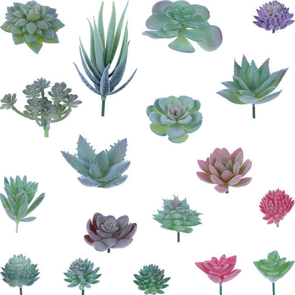 18 pcs Artificial Succulent Plants Flocking Potless Mini Fake Succulent Plants For Lotus Landscape Decorative Garden.