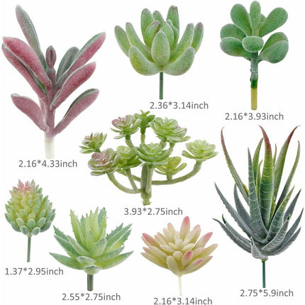 18 pcs Artificial Succulent Plants Flocking Potless Mini Fake Succulent Plants For Lotus Landscape Decorative Garden.
