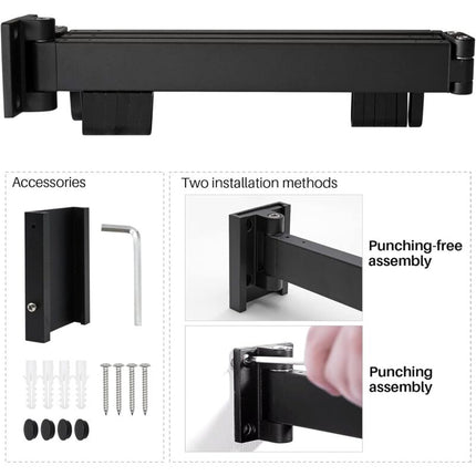 3 Tier Extendable Wall Mounted Clothes Drying Rack For Balcony And Bathroom Black Foldable Wall Mounted.