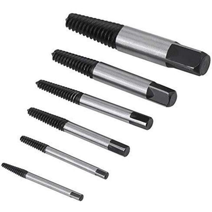 6 pcs Steel Broken Screw Extractors, Studs, DAmaged Broken Bolts 4Mm-22Mm.