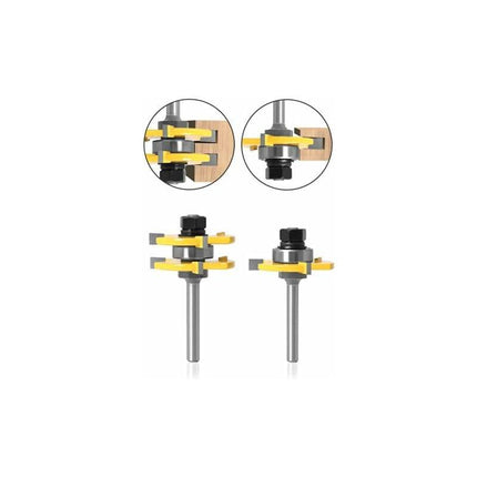 6Mm Shank Matched Tongue And Groove ROuter Bit Set 3 Teeth T Shape Wood Cutter Cutting Woodworking Tool (6Mm).