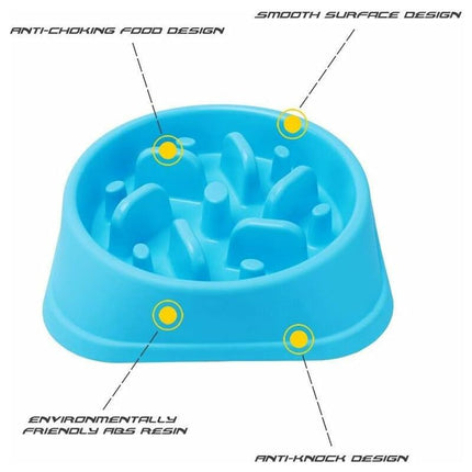 Slow Feeder Dog Bowl, Interactive Slow Feeder For Pets, Durable Square Non-Slip Pet Drinking Water Bowl Blue.