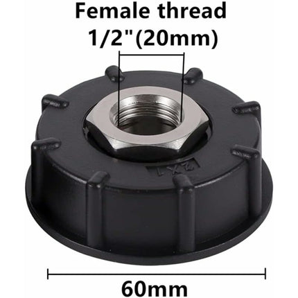 Ibc S60X6 Water Tank Adapter Coarse Thread With Hose Connector Stainless Steel Valve Spout Fittings (1/2" Internal.