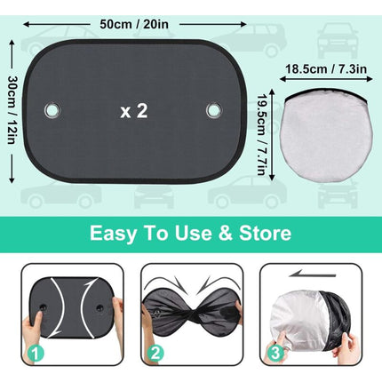 Baby Car Sun Shade, Car Window Sun Shade For Kids, Car Sun Protection Net, Uv/Heat Protection, Storage Bag Included, 50.