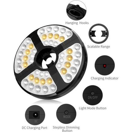 48 LED Rechargeable Umbrella Light, With 3 Lighting Modes 72 Hours Adjustable Cordless Light For Garden Patio Umbrella.