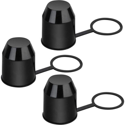 3 pcs Set Protective Caps For Trailer Hitch. Plastic - With Safety Ring - Weatherproof And Car Wash Resistant..