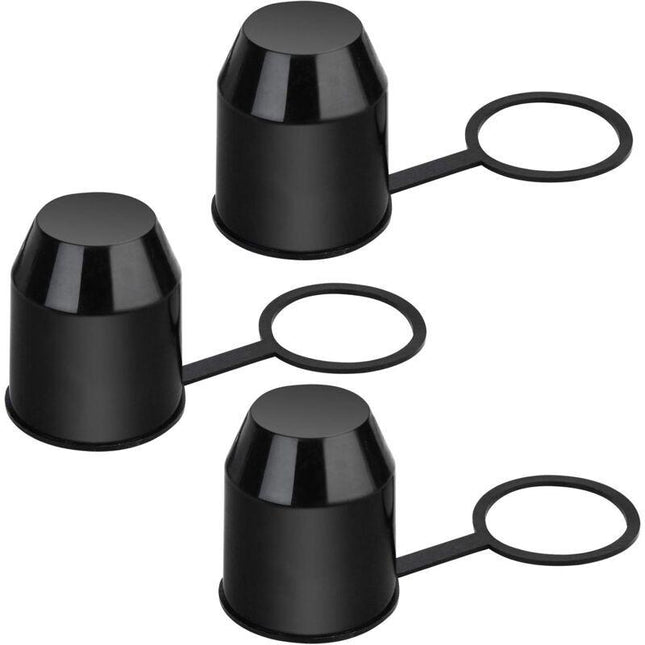 3 pcs Set Protective Caps For Trailer Hitch. Plastic - With Safety Ring - Weatherproof And Car Wash Resistant..