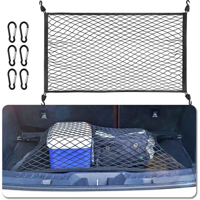 Car Trunk Storage Net Size 8060Cm Luggage Storage Net Storage Net With 6 Carabiners 4 Hooks Elastic Reinforcement.