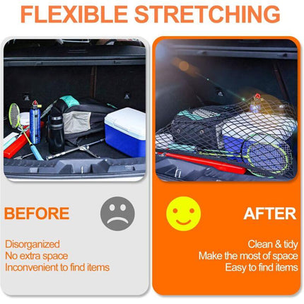Car Trunk Storage Net Size 8060Cm Luggage Storage Net Storage Net With 6 Carabiners 4 Hooks Elastic Reinforcement.