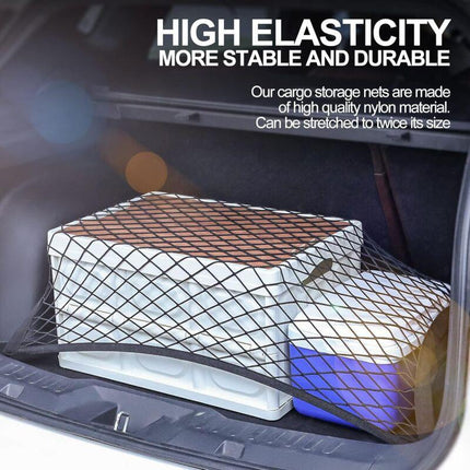 Car Trunk Storage Net Size 8060Cm Luggage Storage Net Storage Net With 6 Carabiners 4 Hooks Elastic Reinforcement.
