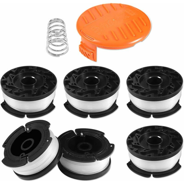 Trimmer Line Spool For Black And Decker Strimmers, 6 Pack Brushcutter Line Spools With 1 Spool Cover And 1 Spring.