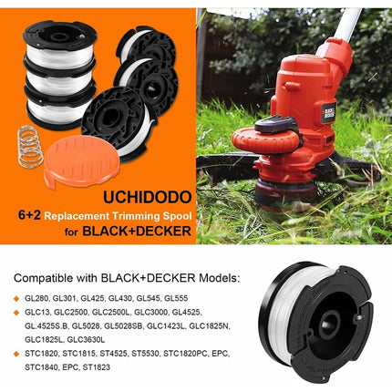 Trimmer Line Spool For Black And Decker Strimmers, 6 Pack Brushcutter Line Spools With 1 Spool Cover And 1 Spring.