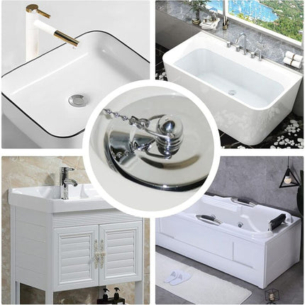 Sink Plug With Chain Rustproof Bathtub Stopper Drain Plug With Rubber Ring Bathtub Drain Cover Plug For Sink Bathtub.