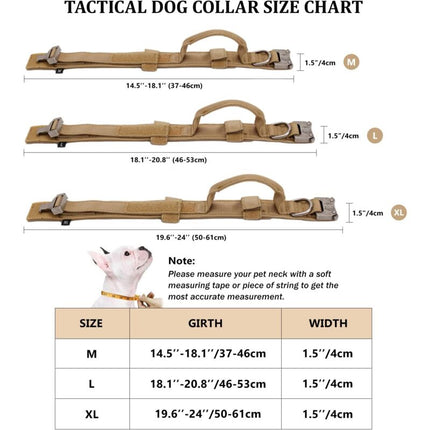 Tactical Dog Collar - Military Dog Collar With Control Handle, Adjustable Nylon Padded Dog Collar For Medium Large Dogs.