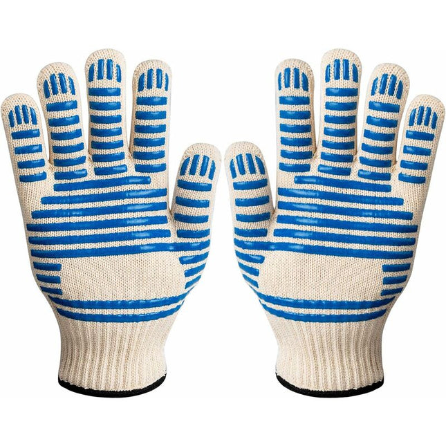 Bbq Gloves, 350°C Heat Resistant Double Oven Gloves, Non-Slip Silicone Bbq Gloves For Cooking Welding, Grilling,.