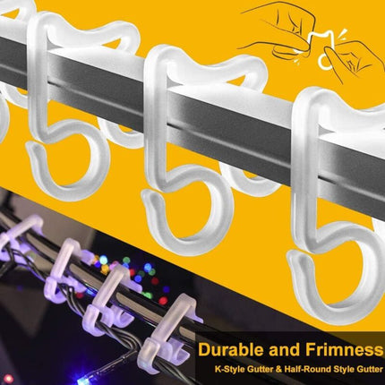 100 pcs Christmas Light Hooks, Outdoor ROof Gutter Hooks, Plastic Christmas Light Clips For Decorative Lights Gutter.