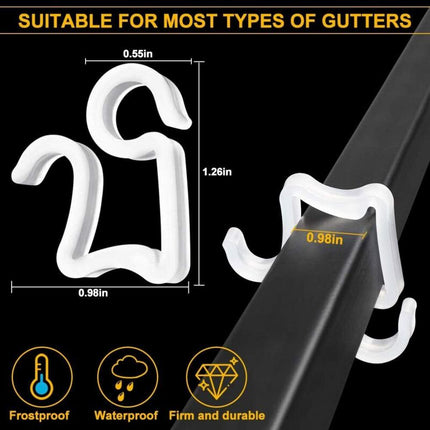 100 pcs Christmas Light Hooks, Outdoor ROof Gutter Hooks, Plastic Christmas Light Clips For Decorative Lights Gutter.