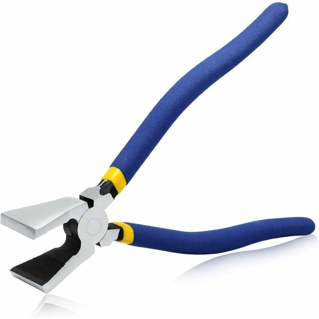 8" Flat Jaw Glass Pliers - Stained Glass Pliers - Durable Glass Breaking Tool - Heavy Duty Glass Pliers For Tile Work.